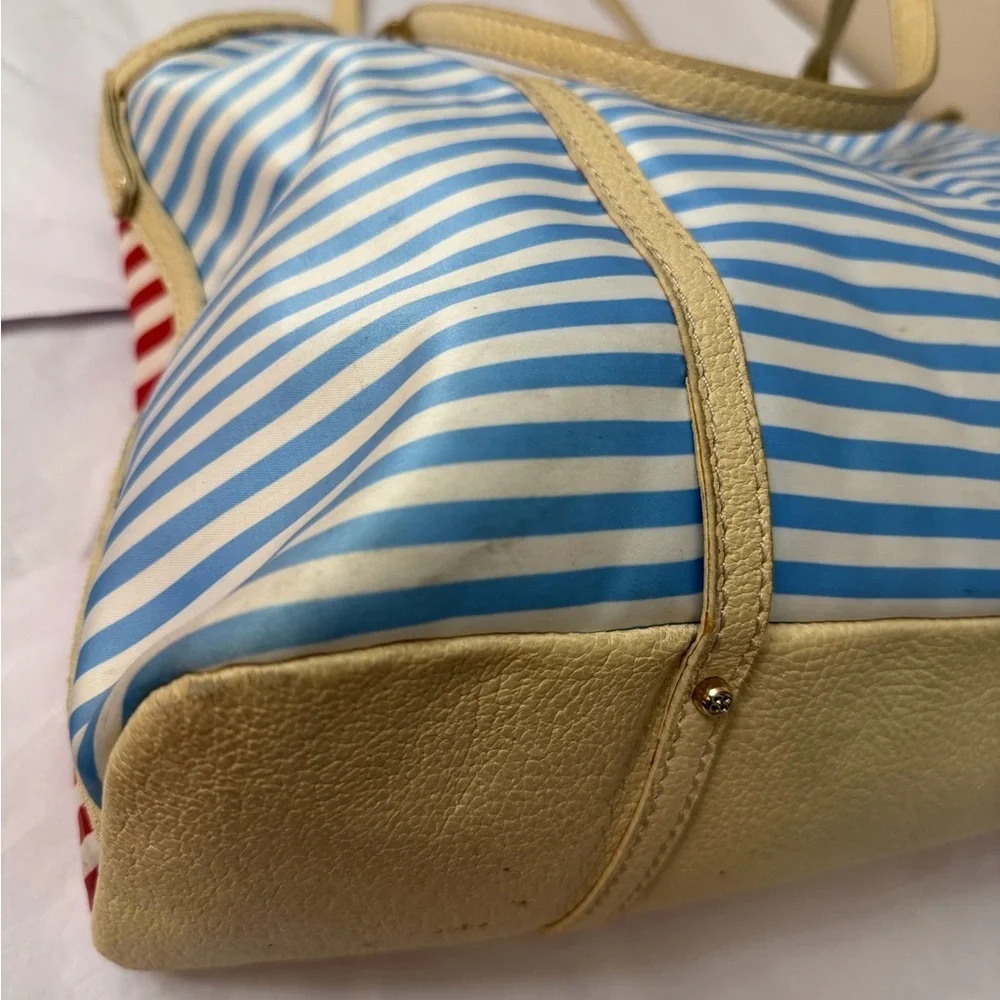 Kate Spade Red and Cream Striped Tote
